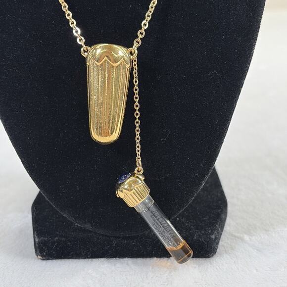 Vintage Avon “Ever After” Perfume Bottle Gold Tone Pendant Vial Necklace 90s 16” - Picture 4 of 8